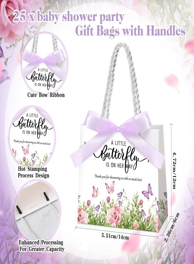 Spakon 25 Pack Butterfly Baby Shower Favors Gift Bags Goodie Bags with Handles and Bow Ribbon for Baby Shower Return Gift - Image 2
